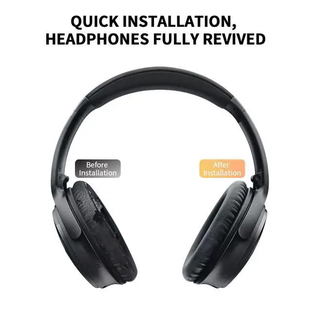 Alt view image 5 of 6 - Ear Pads for Bose Quiet Comfort 35 II (QC35 ii) Soft Protein Leather Replacement Earpads Ear Cushions for Bose QC 35 25 15 QC2 Ae2/ Ae2i/ Ae2W/ Sound Link/Sound True Black