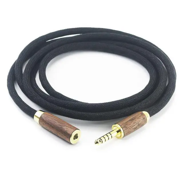 Alt view image 3 of 6 - 4.4mm Male to 4.4mm Female Balanced Headphone Audio Adapter Cable Extension Cord 6N OCC Copper Single Crystal Silver Plated Wire Walnut Wood Shell 1.6ft