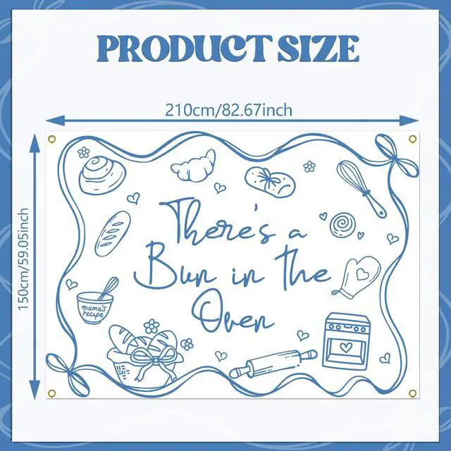 Alt view image 2 of 6 - There's a Bun in The Oven Backdrop Bun in The Oven Baby Shower Party Photography Background Bread Baby Shower Party Decorations,7 * 5Ft