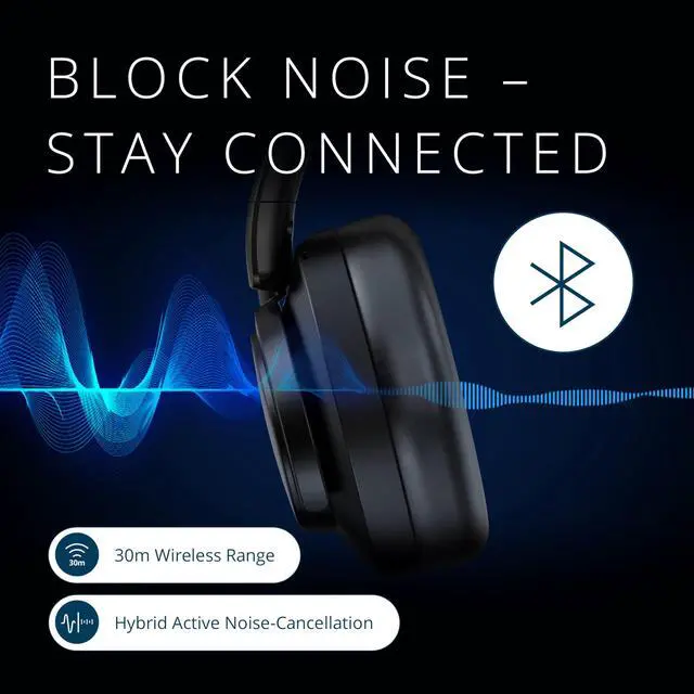 Alt view image 2 of 7 - C3550 EQ Bluetooth® OverEar Headset with Hybrid ANC, ENC NoiseCancelling Mic, FliptoMute Boom, Multipoint Connection & 70Hour Battery Life