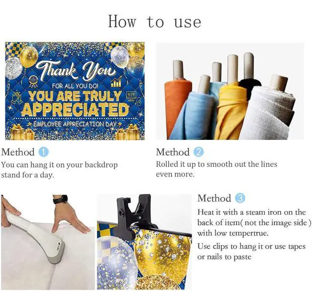 Alt view image 7 of 7 - Employee Appreciation Day Backdrop You are Appreciated Staff Team Appreciation Week Background We Appreciate You Blue Gold Photoshoot Banner Props (8x6FT(94 x 70 inch))