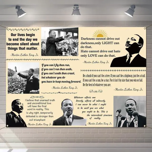Main image of Martin Luther King Jr. Day Photo Booth Backdrop for Bulletin Board Decorations History Famous Quote MLK Day Decor Inspiration School Classroom Wall Decor (7×5ft)