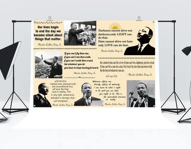 Alt view image 2 of 6 - Martin Luther King Jr. Day Photo Booth Backdrop for Bulletin Board Decorations History Famous Quote MLK Day Decor Inspiration School Classroom Wall Decor (7×5ft)