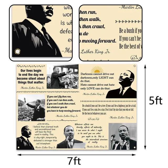 Alt view image 3 of 6 - Martin Luther King Jr. Day Photo Booth Backdrop for Bulletin Board Decorations History Famous Quote MLK Day Decor Inspiration School Classroom Wall Decor (7×5ft)