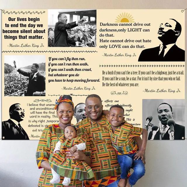 Alt view image 6 of 6 - Martin Luther King Jr. Day Photo Booth Backdrop for Bulletin Board Decorations History Famous Quote MLK Day Decor Inspiration School Classroom Wall Decor (7×5ft)