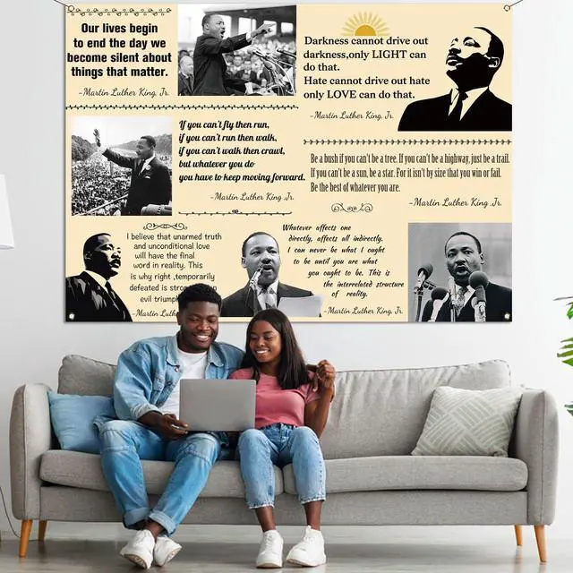 Alt view image 5 of 6 - Martin Luther King Jr. Day Photo Booth Backdrop for Bulletin Board Decorations History Famous Quote MLK Day Decor Inspiration School Classroom Wall Decor (7×5ft)