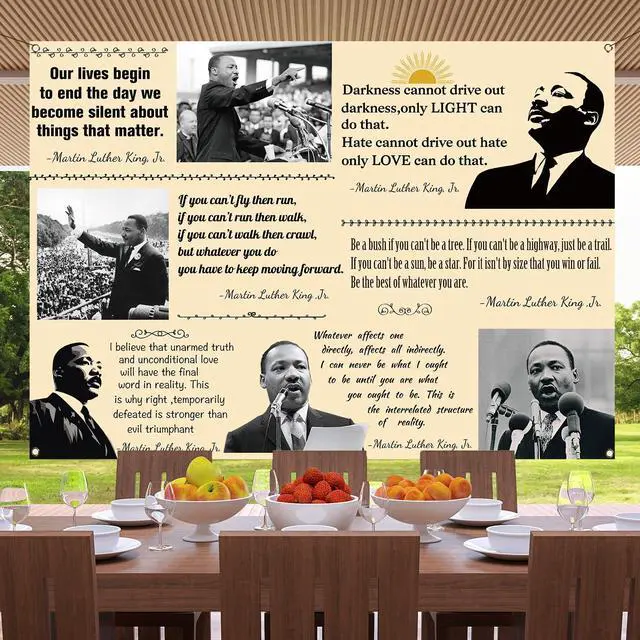 Alt view image 4 of 6 - Martin Luther King Jr. Day Photo Booth Backdrop for Bulletin Board Decorations History Famous Quote MLK Day Decor Inspiration School Classroom Wall Decor (7×5ft)