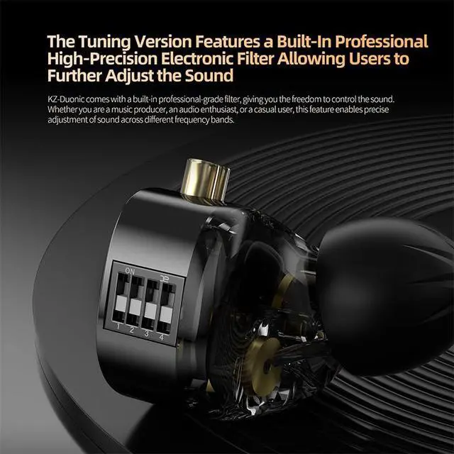Alt view image 4 of 7 - KZ Duonic Wired Hybrid Driver HiFi in-Ear Headphones Earbuds for Audiophiles, 0.78 Detachable Cable, Tunable 4 Level Sound (DSP with mic, Black Tuning Version)