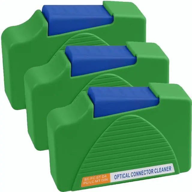 Main image of Fiber Cleaner Box - 3 Pack FTTH Fiber Optic Cleaning Box for FC & SC & LC End Faces & Optical Connectors -Over 500 Times Anti Static Clean Swab, Green
