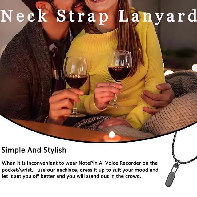 Alt view image 6 of 6 - Neck Strap Compatible with PLAUD NotePin AI Voice Recorder Necklace Accessories Metal Stainless Steel for Women Men