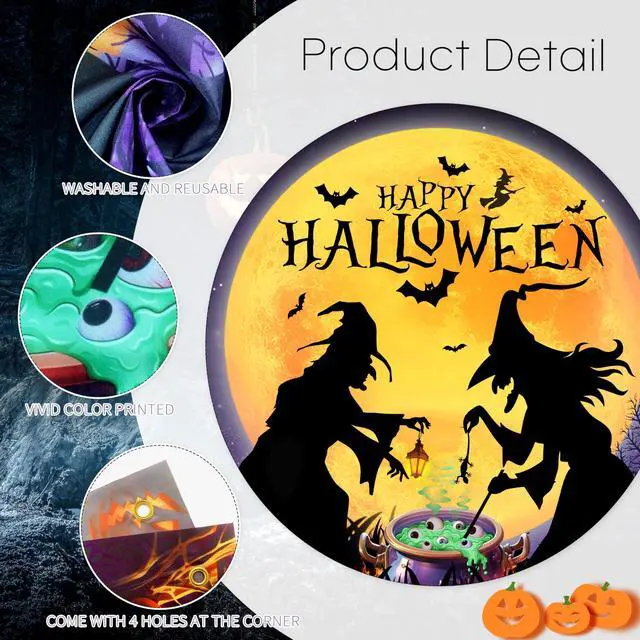 Alt view image 3 of 7 - Halloween Garage Door Cover Banner 6 x 13 Ft Outdoor Party Decorations | Large size outdoor backdrop for home wall and party decoration