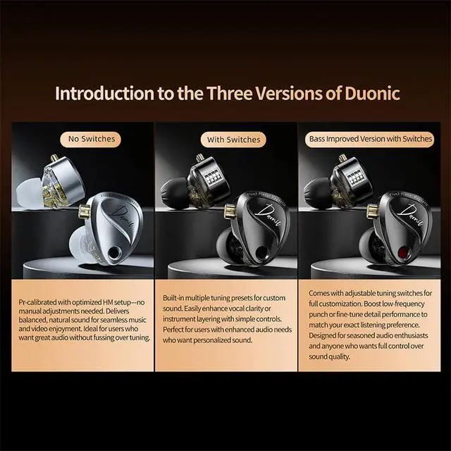 Alt view image 7 of 7 - KZ Duonic Wired Hybrid Driver HiFi in-Ear Headphones Earbuds for Audiophiles, 0.78 Detachable Cable, Tunable 4 Level Sound (DSP with mic, Black Tuning Version)