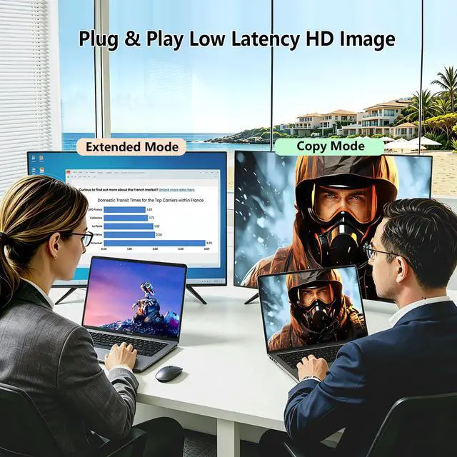 Alt view image 6 of 6 - Wireless HDMI Transmitter and Receiver, Plug and Play Extender Kit | Wirelessly transmit video and audio to compatible displays with plug-and-play setup, LED guidance and efficient cooling