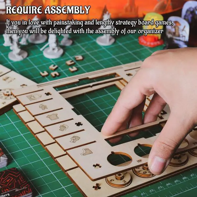 Alt view image 5 of 6 - Character Dashboard Set, 2 Birch Wood Player Boards with HP XP Dials | Compatible with Gloomhaven Jaws of the Lion, Saves Table Space, HP and XP Dial Trackers, Assembly Required