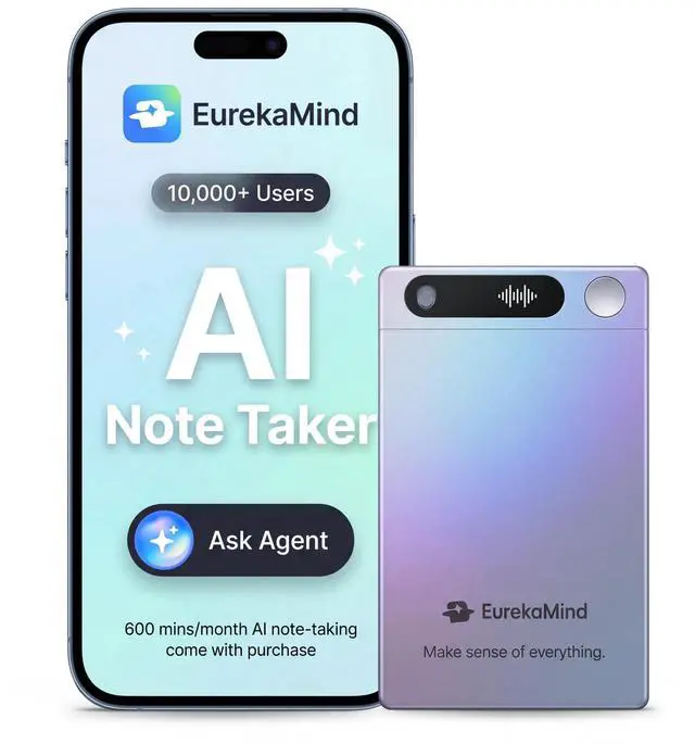 Main image of AI Voice Recorder, Transcribe & Summarize for Meetings,Calls | AI Note Taker,Action Items,Ask Agent,138 Languages,Ultra-Slim,InstantView Display,Contact Insight,Lite