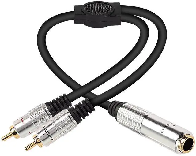 Main image of 6.35mm to 2 RCA Splitter Cable, 6.5mm 1/4" Female TRS to Dual RCA | Male Stereo Audio Connector Wire Adapter-50cm/19.6Inch