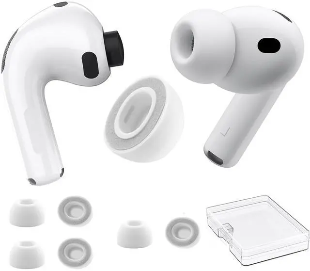 Main image of 3 Pairs Ear Tips for AirPods Pro 3, Upgraded Memory Foam&Silicone Hybrid Ear Tips, Noise Cancelling Earbuds Cover, Fits in The Charging Case (Grey, Small)