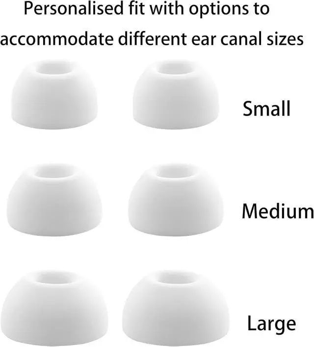 Alt view image 7 of 7 - 3 Pairs Ear Tips for AirPods Pro 3, Upgraded Memory Foam&Silicone Hybrid Ear Tips, Noise Cancelling Earbuds Cover, Fits in The Charging Case (Grey, Large)