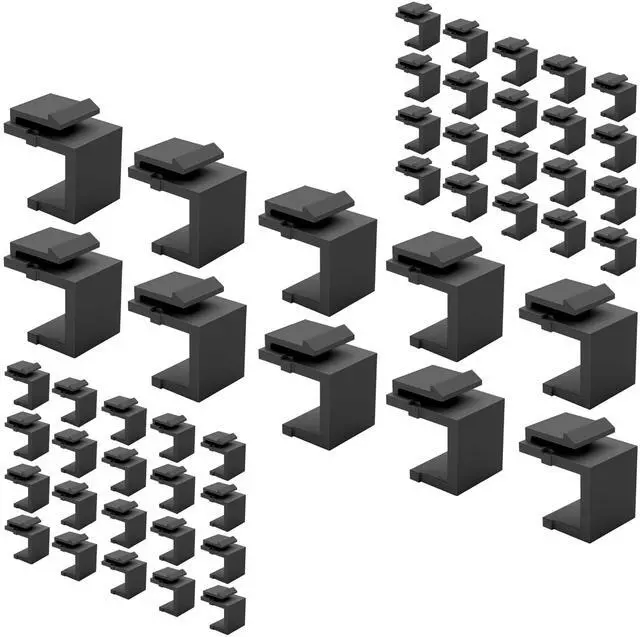 Main image of 50-Pack Blank Keystone Jack Inserts, Keystone Port Dust Covers, Filler Plug Inserts for Keystone Wall Plates & Patch Panels, Black