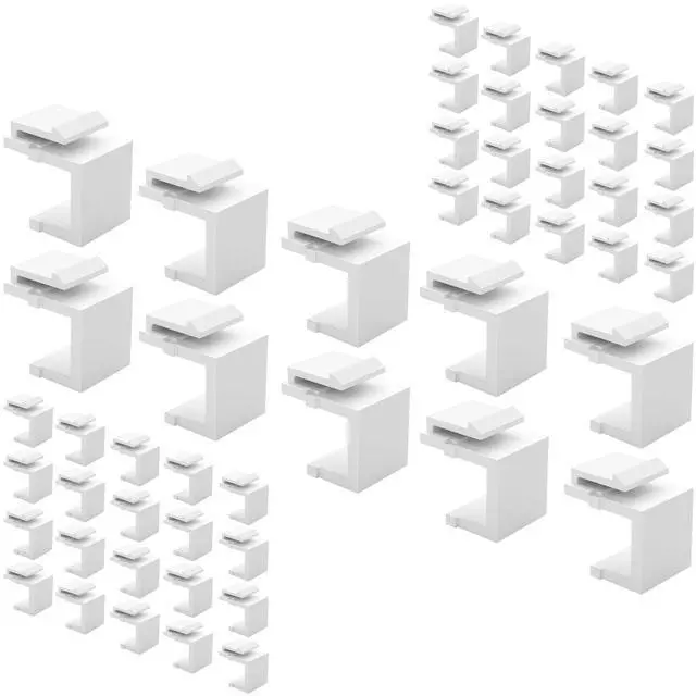 Main image of 50-Pack Blank Keystone Jack Inserts, Keystone Port Dust Covers, Filler Plug Inserts for Keystone Wall Plates & Patch Panels, White