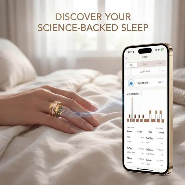 Alt view image 4 of 6 - S2 Smart Ring for Women, Traditional Chinese Medicine Monitoring, Health Tracker, Sleep Tracker, iOS & Android Compatible (Gold, 10)