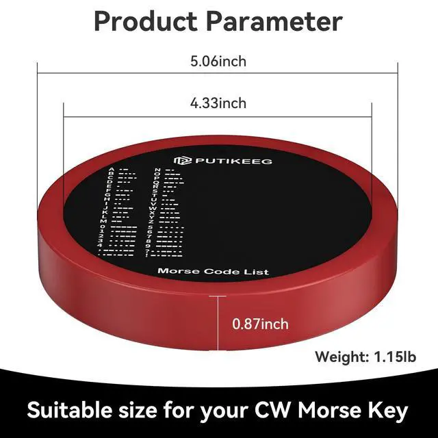 Alt view image 2 of 5 - Morse Code Round Table Key morse code List Learning Shortwave Radio (Red)