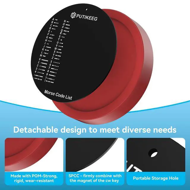 Alt view image 3 of 5 - Morse Code Round Table Key morse code List Learning Shortwave Radio (Red)