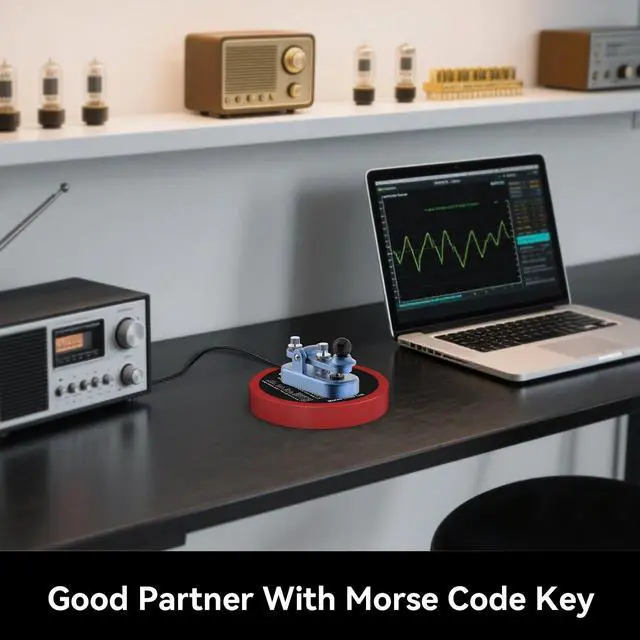 Alt view image 4 of 5 - Morse Code Round Table Key morse code List Learning Shortwave Radio (Red)