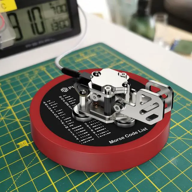 Alt view image 5 of 5 - Morse Code Round Table Key morse code List Learning Shortwave Radio (Red)