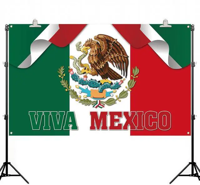Main image of Viva Mexico Backdrop Banner Dia De La Independencia Mexican Independence Day Party Photography Background Wall Decoration