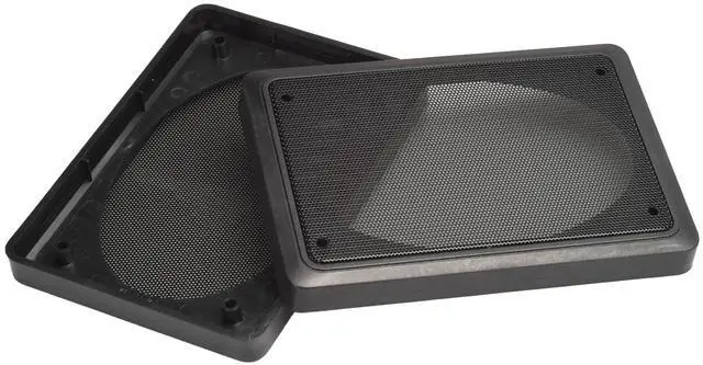Main image of Speaker Grill Covers, 4 x 6 Inches, Black Satin A.B.S. Finish with Metal Mesh, Rectangular Shape, Pair