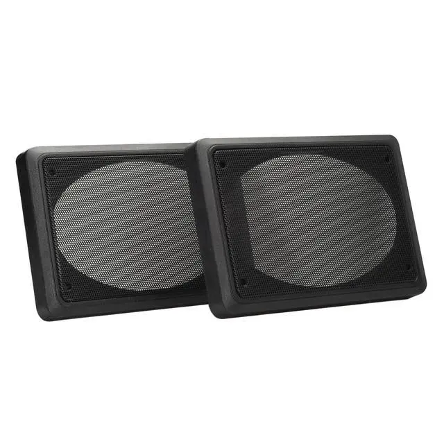 Alt view image 2 of 7 - Speaker Grill Covers, 4 x 6 Inches, Black Satin A.B.S. Finish with Metal Mesh, Rectangular Shape, Pair