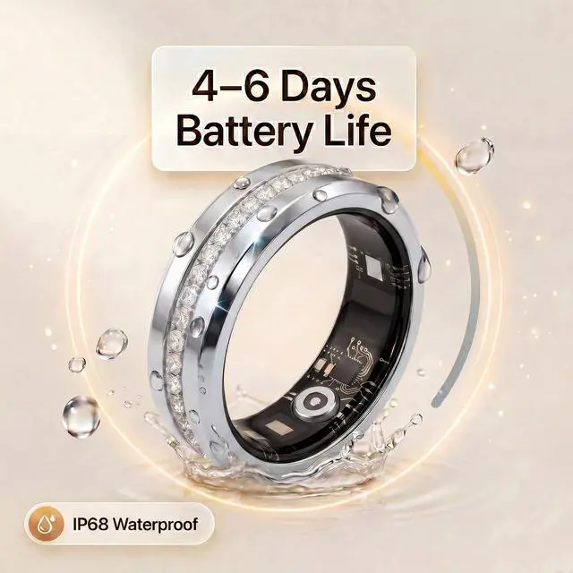 Alt view image 6 of 6 - S2 Smart Ring for Women, Traditional Chinese Medicine Monitoring, Health Tracker, Sleep Tracker, iOS & Android Compatible (Silver, 10)