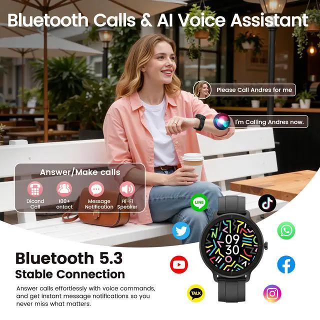 Alt view image 3 of 7 - Smart Watch for Men with Bluetooth Calls & AI Voice Assistant | Fitness Tracker with Sleep Monitor, 100+ Sports Modes, Compatible with Android & iOS