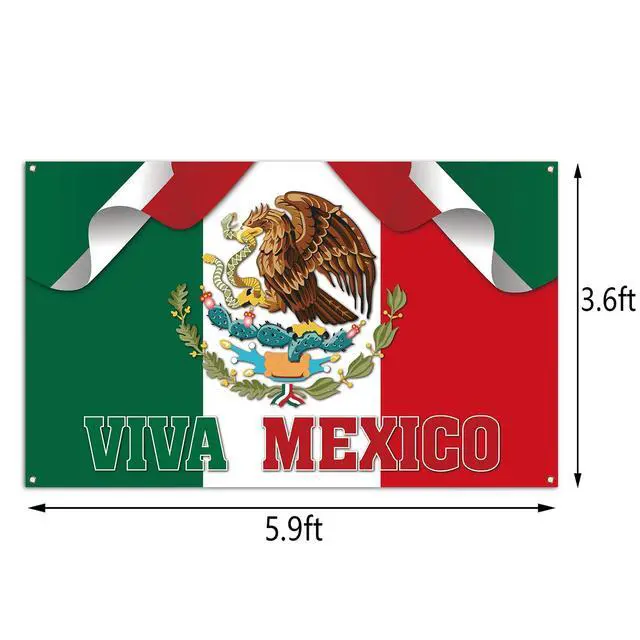 Alt view image 2 of 5 - Viva Mexico Backdrop Banner Dia De La Independencia Mexican Independence Day Party Photography Background Wall Decoration