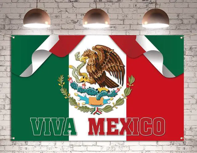 Alt view image 4 of 5 - Viva Mexico Backdrop Banner Dia De La Independencia Mexican Independence Day Party Photography Background Wall Decoration