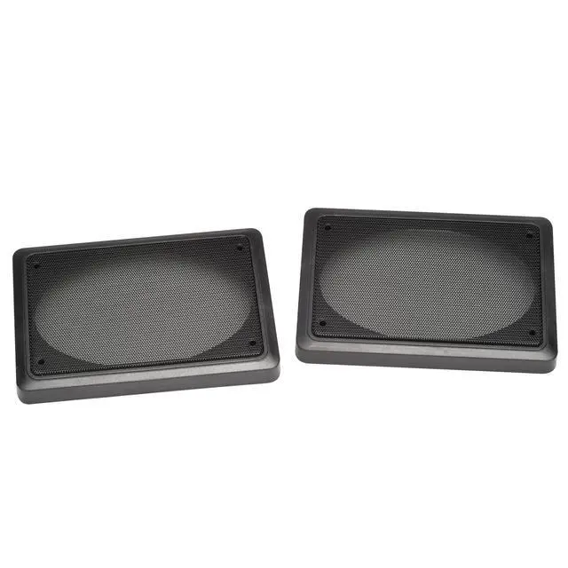 Alt view image 5 of 7 - Speaker Grill Covers, 4 x 6 Inches, Black Satin A.B.S. Finish with Metal Mesh, Rectangular Shape, Pair