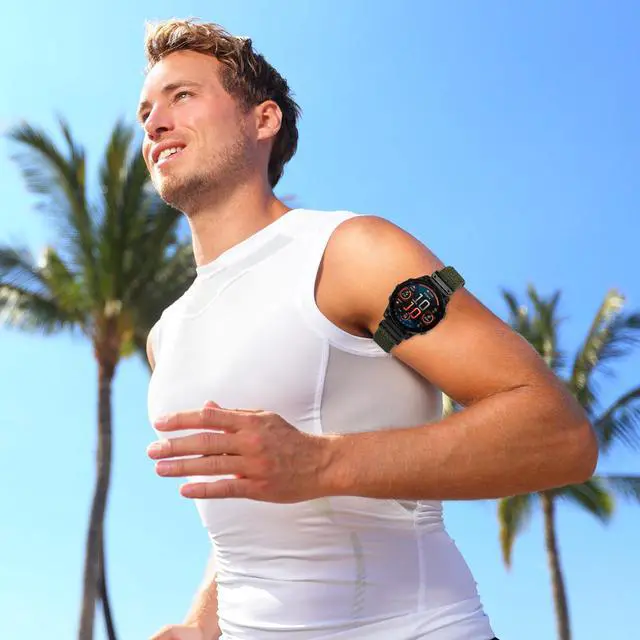 Alt view image 6 of 7 - 20mm QuickFit Sports Ankle/Arm Band Compatible with Garmin Fenix 8 43mm/7S/7S Pro/6S/6S Pro/5S/5S Plus, Soft Nylon Bicep Strap for Epix Pro 42mm/Descent Mk2s/Descent Mk3i 43mm Men and Women