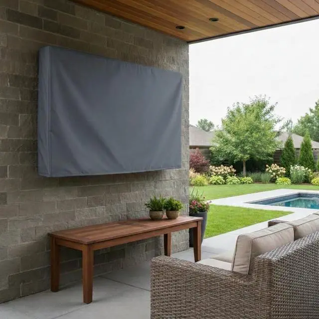 Alt view image 2 of 6 - Outdoor TV Cover Universal Weatherproof Protector for 40-42 Inch TV - Fits Most Mounts & Brackets, Grey (VC-tv-cover-40-grey)