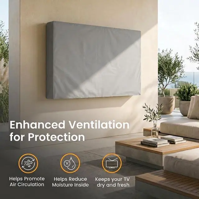 Alt view image 3 of 6 - Outdoor TV Cover Universal Weatherproof Protector for 40-42 Inch TV - Fits Most Mounts & Brackets, Grey (VC-tv-cover-40-grey)