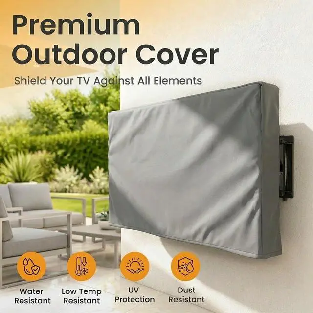Alt view image 5 of 6 - Outdoor TV Cover Universal Weatherproof Protector for 40-42 Inch TV - Fits Most Mounts & Brackets, Grey (VC-tv-cover-40-grey)