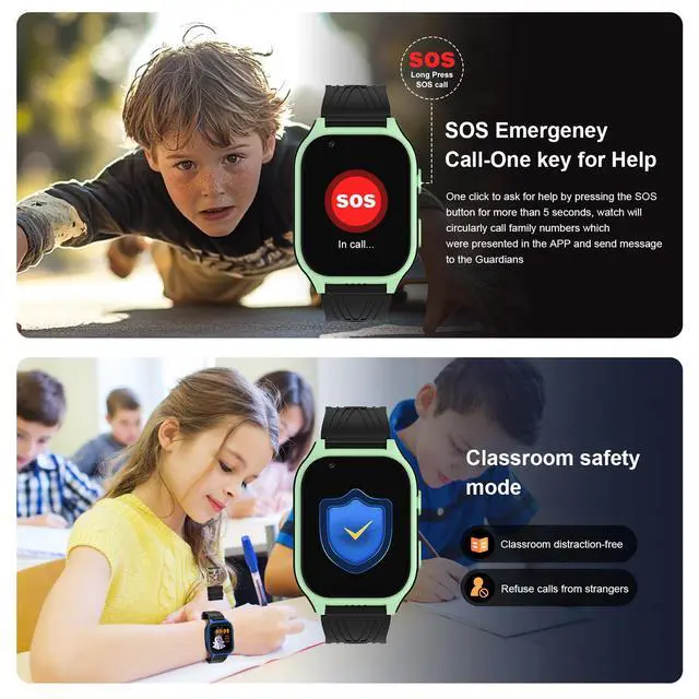 Alt view image 5 of 6 - 4G Kids Smart Watch with SIM Crad GPS Tracker Whatsapp 1.83" Large Touch Screen WiFi, Call, Voice Video Chat, SOS, Bluetooth, Alarm, Pedometer, Music, Camera Children for Age 4-15 Gift Green