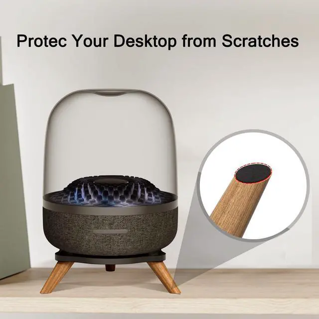 Alt view image 2 of 6 - Speaker Stand Desk Support Tray Base with Wood Feet, Desktop Display Holder for Harman Kardon Aura Studio 2 3 4 Soundsticks 4 Home Audio