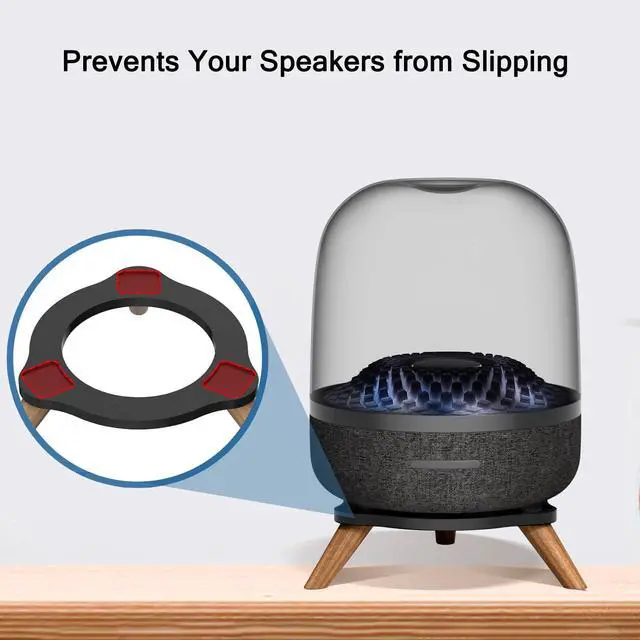 Alt view image 3 of 6 - Speaker Stand Desk Support Tray Base with Wood Feet, Desktop Display Holder for Harman Kardon Aura Studio 2 3 4 Soundsticks 4 Home Audio