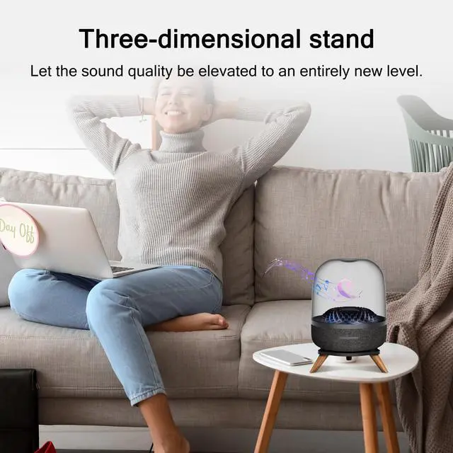 Alt view image 5 of 6 - Speaker Stand Desk Support Tray Base with Wood Feet, Desktop Display Holder for Harman Kardon Aura Studio 2 3 4 Soundsticks 4 Home Audio
