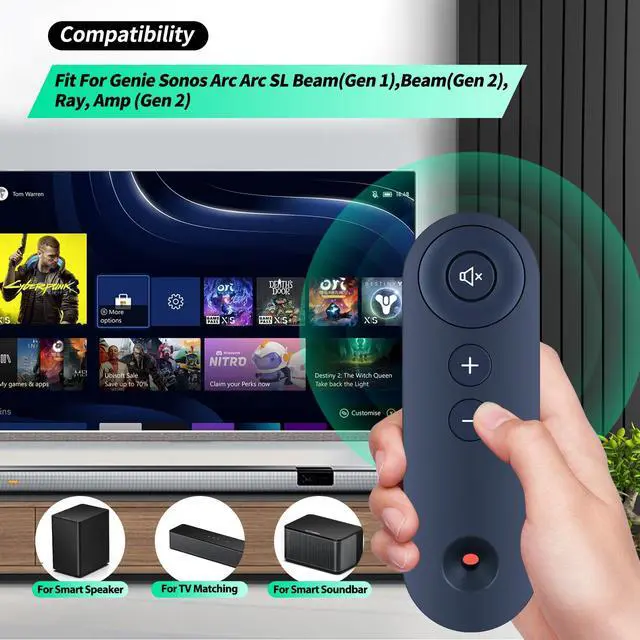 Alt view image 2 of 7 - New Soundbar Replacement Remote Control for Sonos Arc, Arc SL, Beam (Gen 1 Gen 2), Ray, Amp (Gen 2), Playbase and Playbar