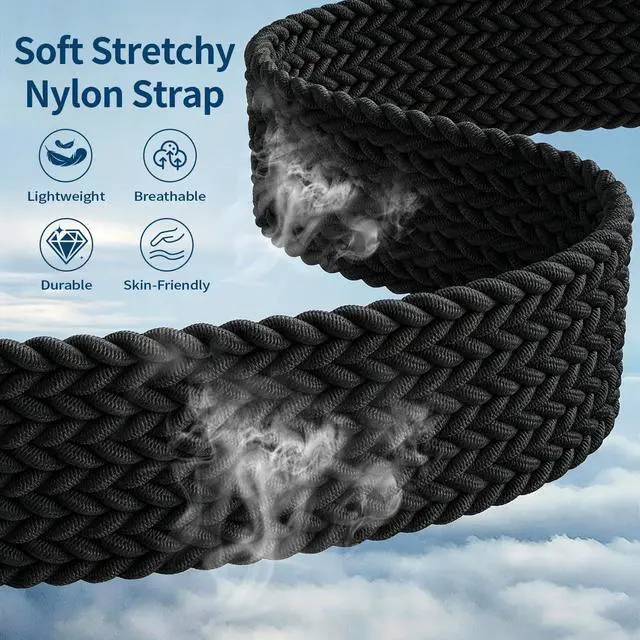 Alt view image 2 of 7 - Celtic Heart Knot Braided Band Compatible with Fitbit Versa 4/Versa 3/Sense 2/Sense Bands for Women Men, Elastic Nylon Sport Loop Adjustable Replacement Strap with Upgraded Metal Fastener