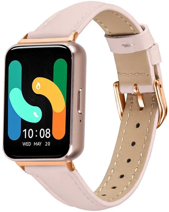 Main image of Straps Compatible with Samsung Galaxy Fit3 Strap, Slim Genuine Leather Business Sport Band Replacement Adjustable Wristband Bands for Galaxy Fit 3 SM-R390