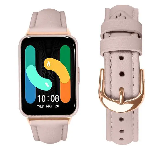 Alt view image 2 of 7 - Straps Compatible with Samsung Galaxy Fit3 Strap, Slim Genuine Leather Business Sport Band Replacement Adjustable Wristband Bands for Galaxy Fit 3 SM-R390