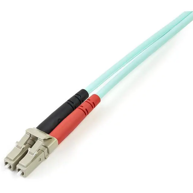 Alt view image 2 of 2 - StarTech 10ft/3m OM3 Multimode Fiber, LC to LC, Duplex 100G (A50FBLCLC3) | 50/125 fiber, 100Gbps, Optic Cable, Full, LSZH, Jumper Cord, UPC ceramic ferrules, Aqua Aramid jacket, EMI immune, TIA/EIA